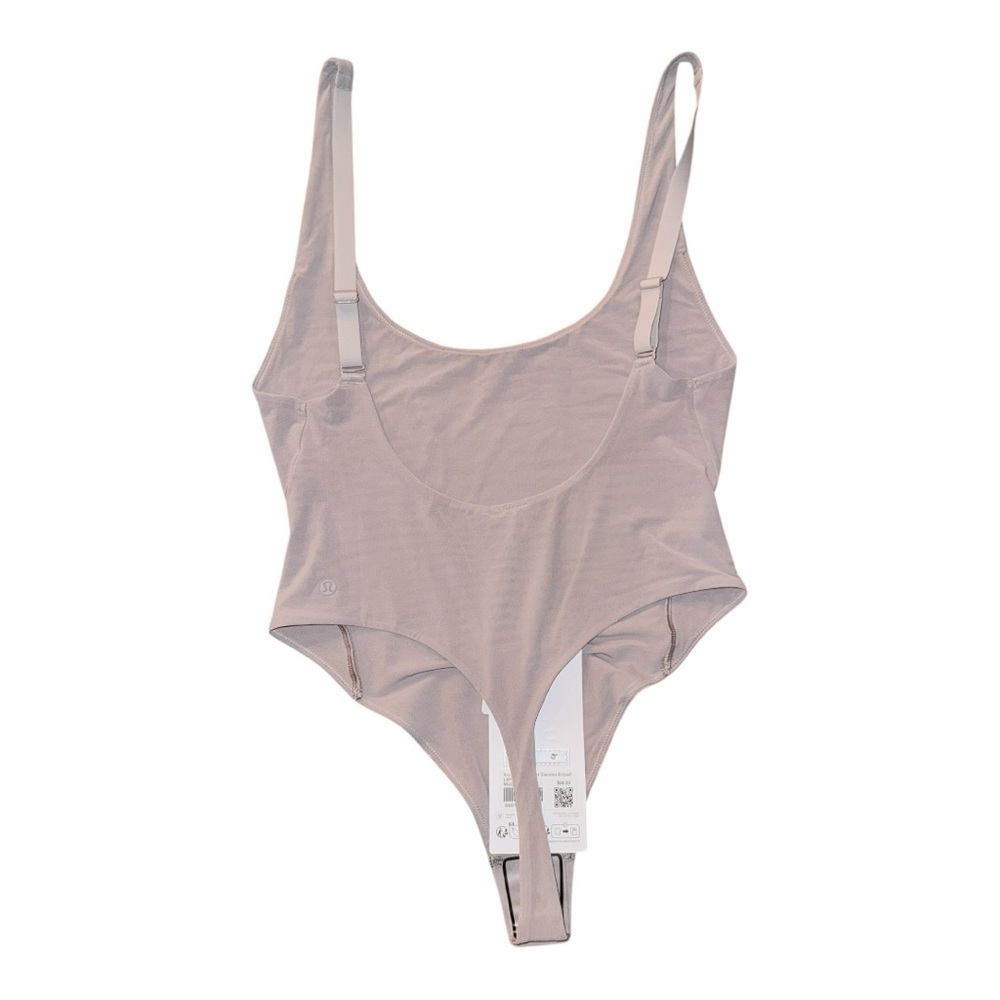 Lululemon Wundermost Nulu Mesh Scoop Back Thong Bodysuit Mauve Grey L / 10 NWT - Picture 5 of 6